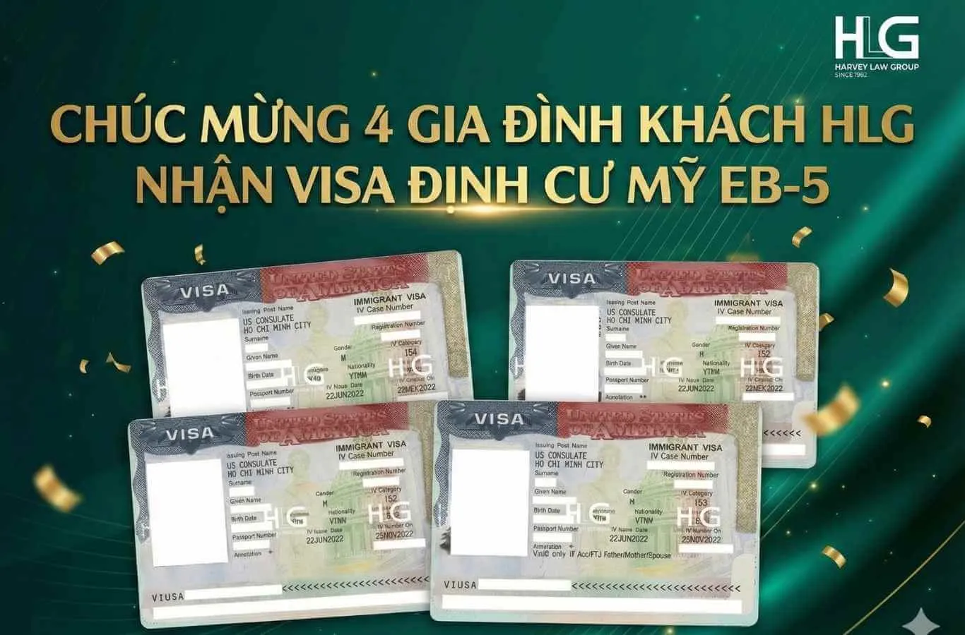 CHÚC MỪNG 4 GIA ĐÌNH KHÁCH HLG NHẬN VISA ĐỊNH CƯ MỸ EB-5