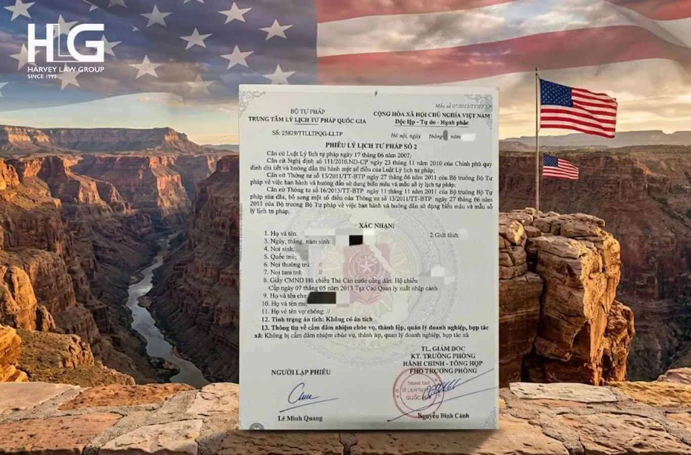 Phiếu lý lịch tư pháp dùng xác nhận tiền án, tiền sự trong hồ sơ xin visa định cư Mỹ