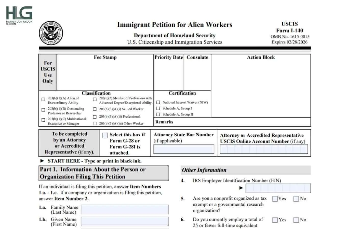 Form I-140 là đơn bảo lãnh xin thẻ xanh diện việc làm