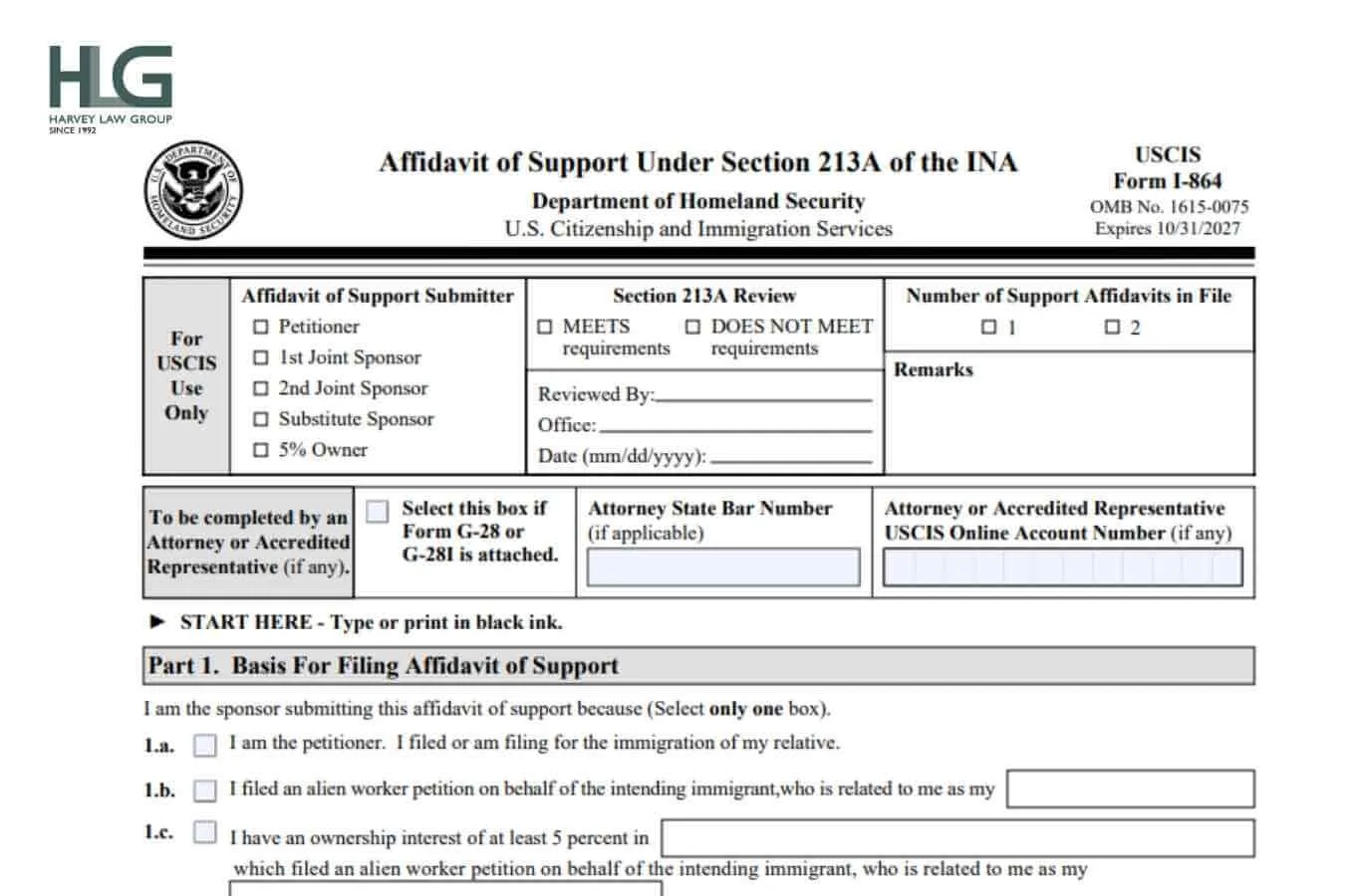 Đơn I-864 là cam kết bảo trợ tài chính